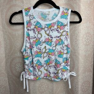 Disney Alice in Wonderland White Rabbit Character Tank Top Side Ties Size Medium